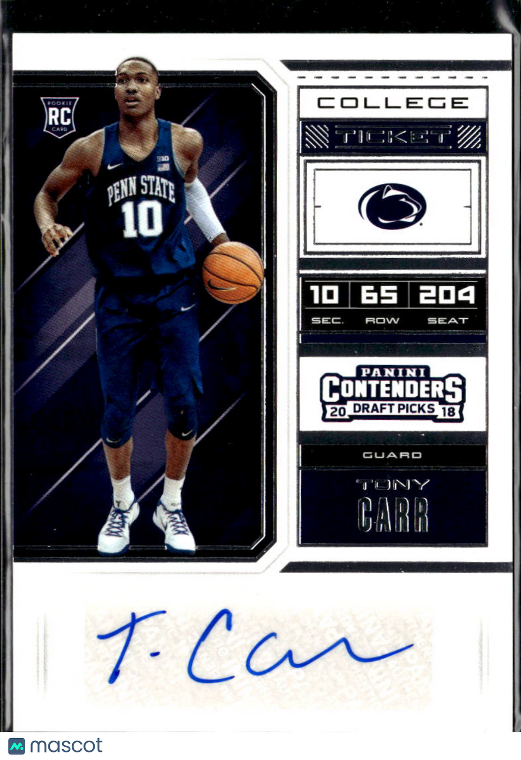 Tony Carr 2018 Contenders Draft Auto Autograph RC Penn State Nittany Lions