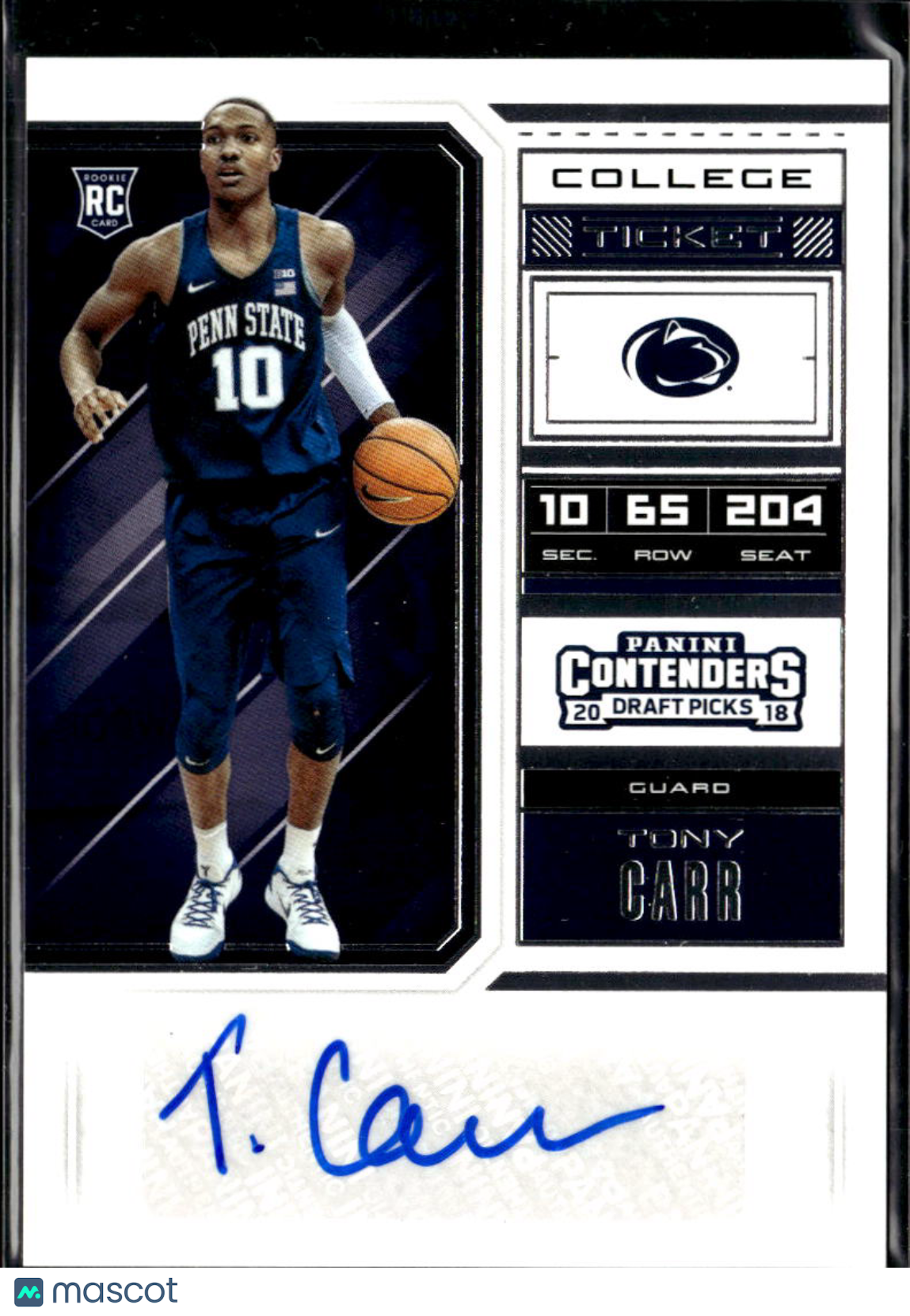 Tony Carr 2018 Contenders Draft Auto Autograph RC Penn State Nittany Lions