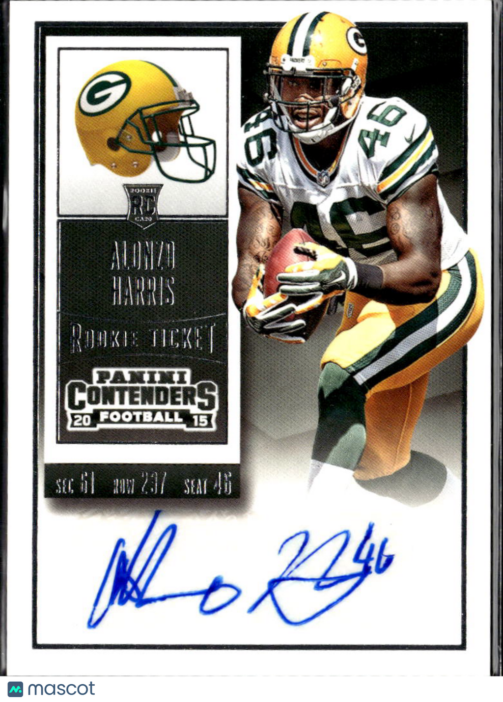 Alonzo Harris 2015 Contenders Auto Autograph RC Green Bay Packers