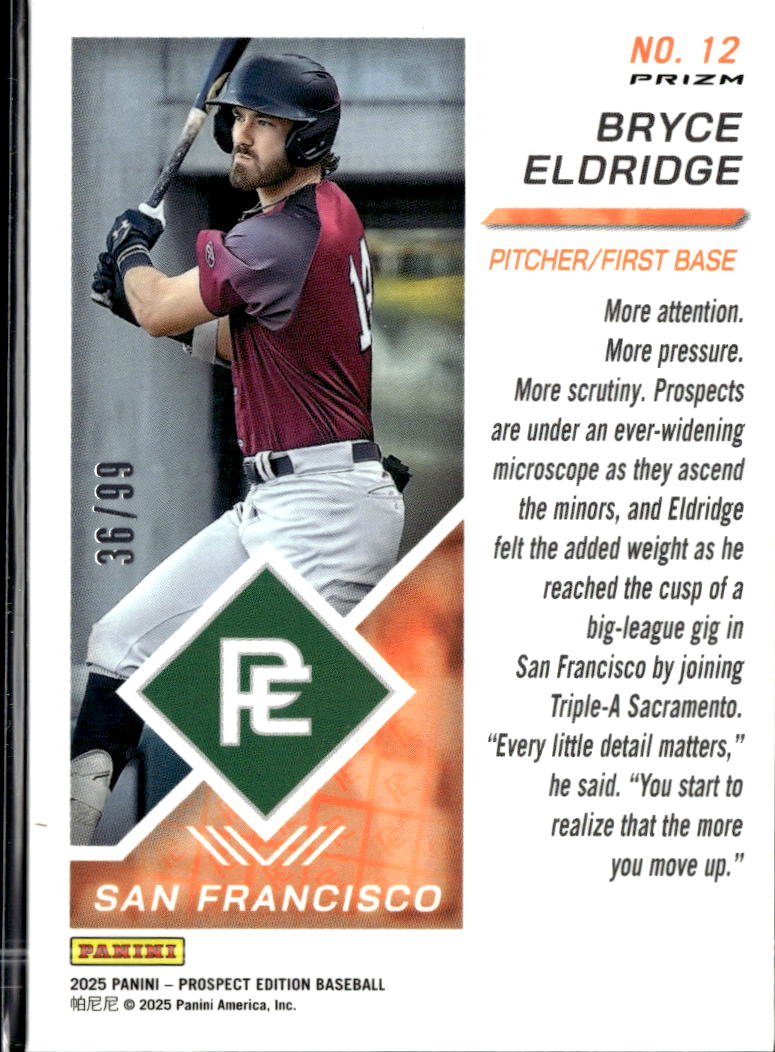 Bryce Eldridge 2025 Panini Prospect Edition /99 San Francisco Giants