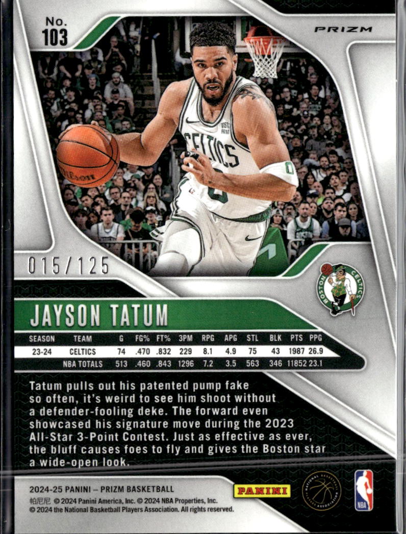Jayson Tatum 2024-25 Prizm Orange Disco 15/125 Boston Celtics