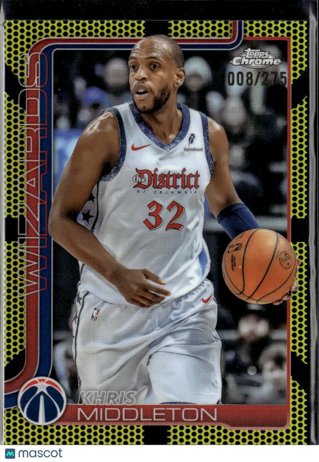 Khris Middleton 2025 Topps Chrome Yellow /275 Washington Wizards