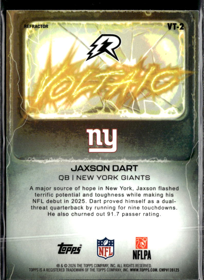Jaxson Dart 2026 Topps Resurgence Refractor Rookie RC New York Giants