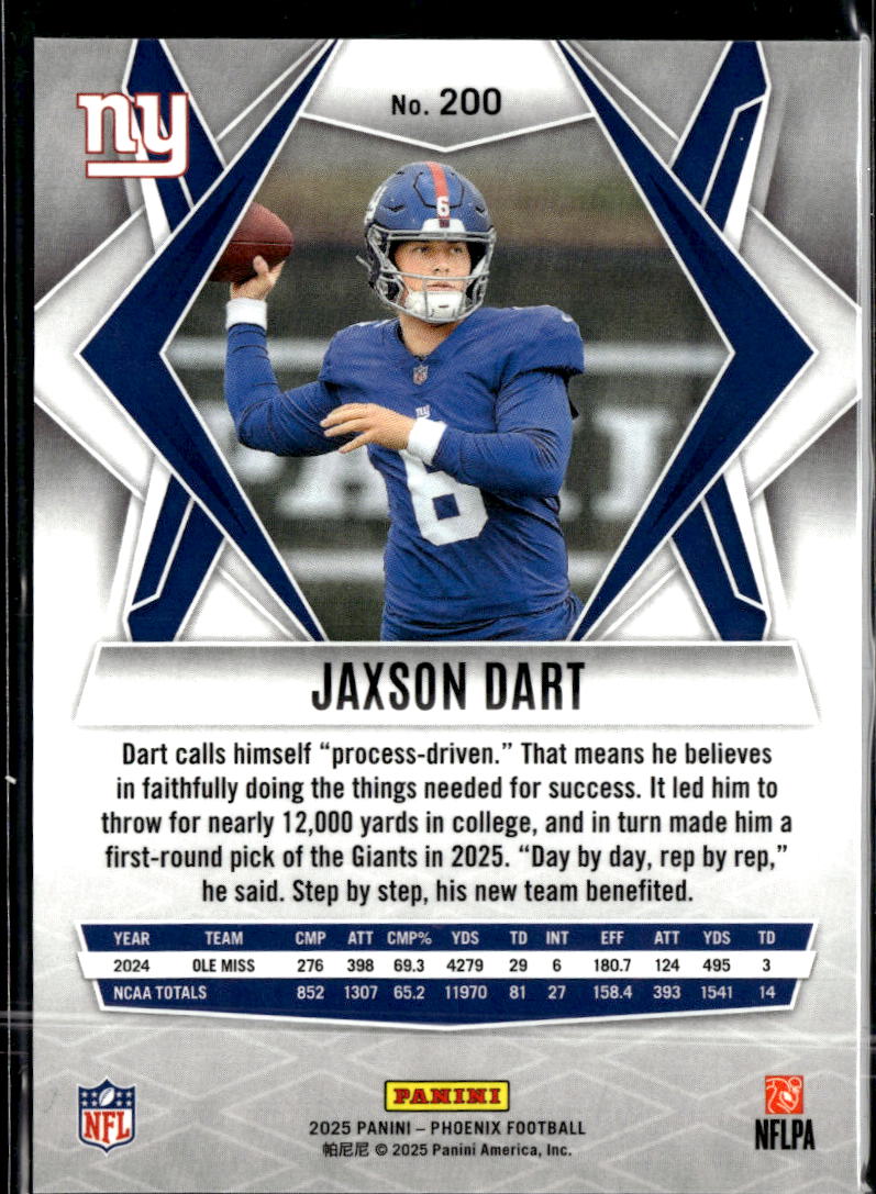 Jaxson Dart 2025 Phoenix Rookie RC New York Giants