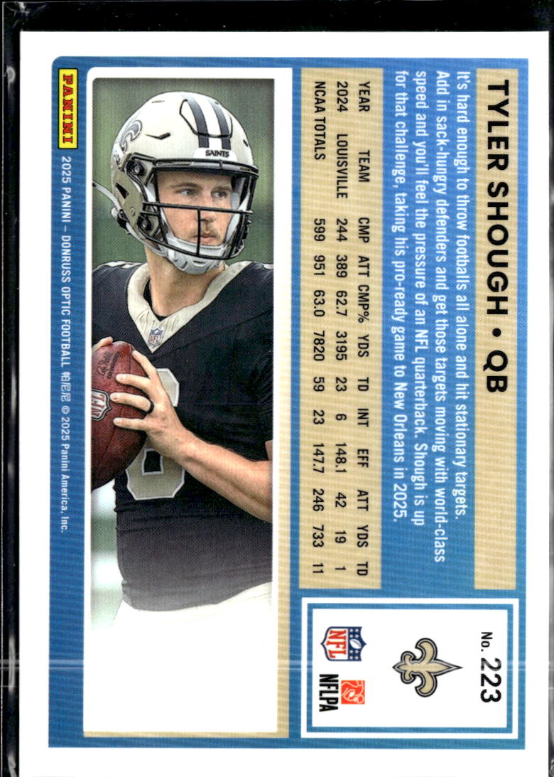 Tyler Shough 2025 Optic Rated Rookie RC New Orleans Saints