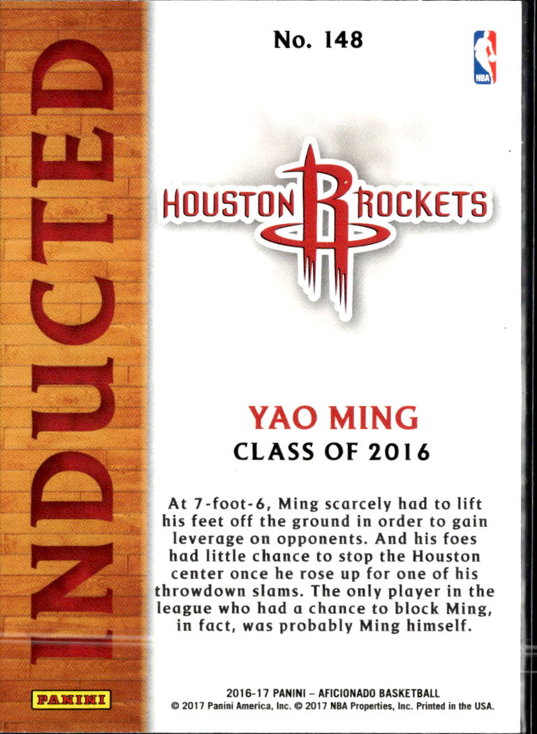 Yao Ming 2017 Panini Aficionado Inducted Houston Rockets