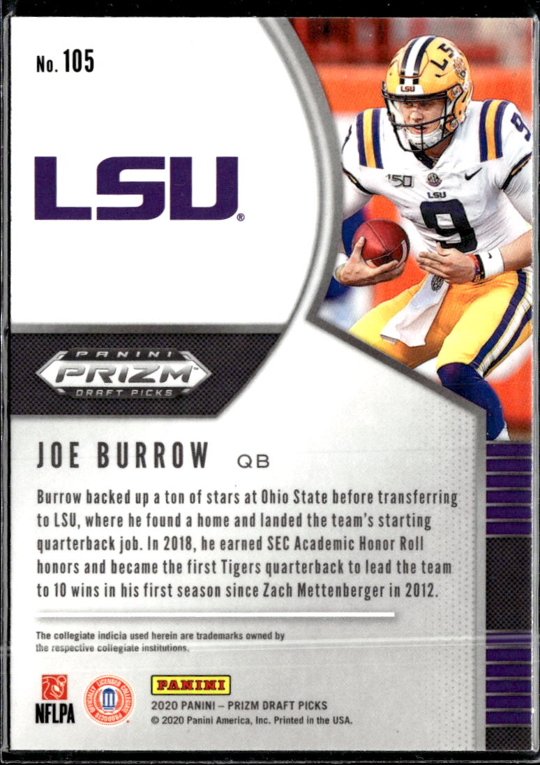Joe Burrow 2020 Prizm Draft Picks Rookie RC LSU Tigers