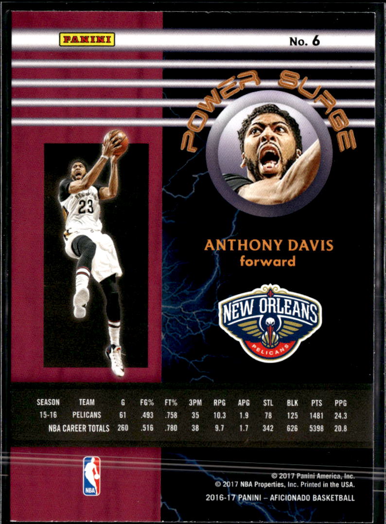 Anthony Davis 2016-17 Panini Aficionado Power Surge New Orleans Pelicans