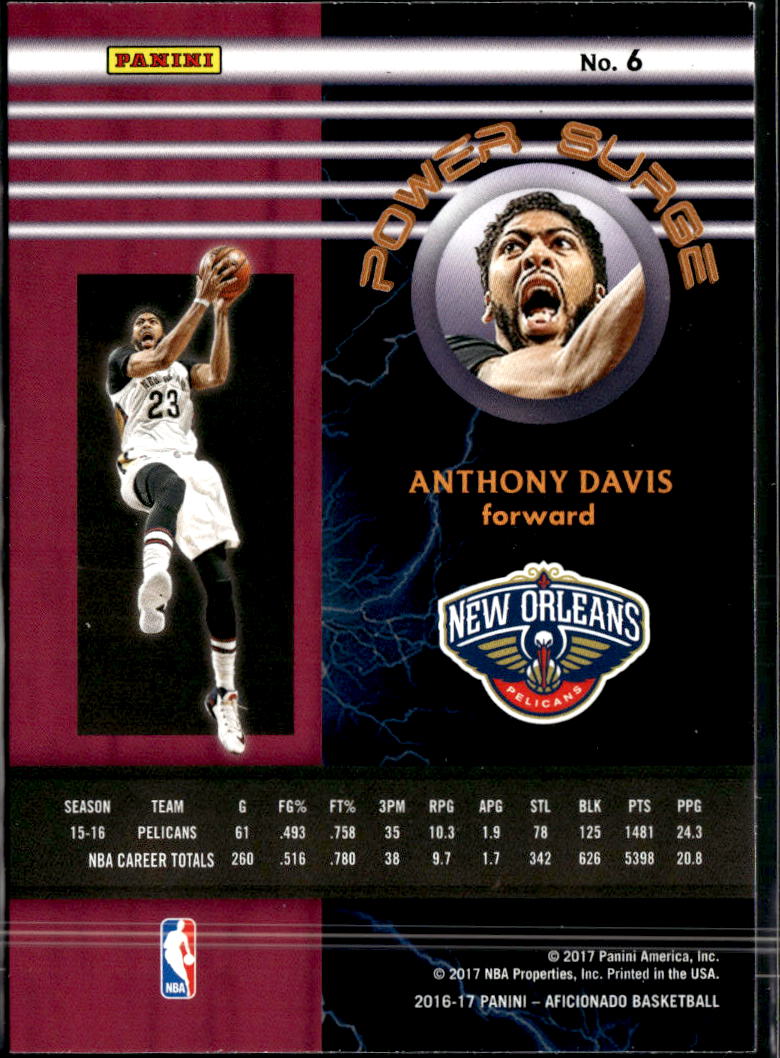 Anthony Davis 2016-17 Panini Aficionado Power Surge New Orleans Pelicans