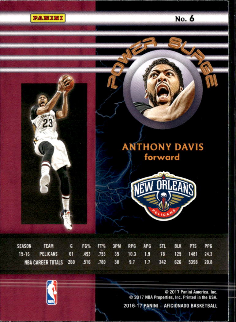 Anthony Davis 2016-17 Panini Aficionado Power Surge New Orleans Pelicans