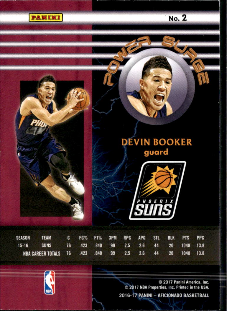 Devin Booker 2016-17 Panini Aficionado Power Surge Phoenix Suns