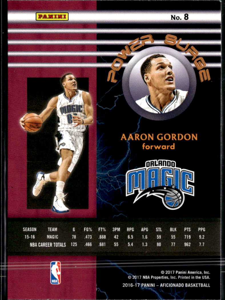 Aaron Gordon 2016-17 Panini Aficionado Power Surge Orlando Magic