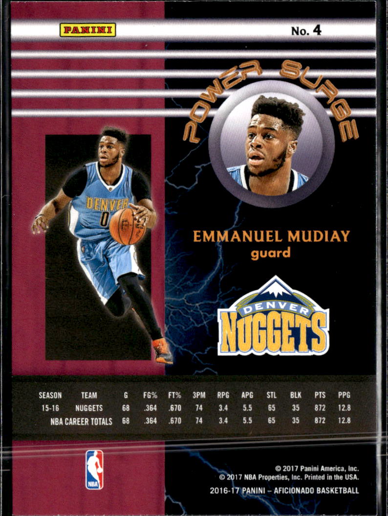 Emmanuel Mudiay 2016-17 Panini Aficionado Power Surge Denver Nuggets