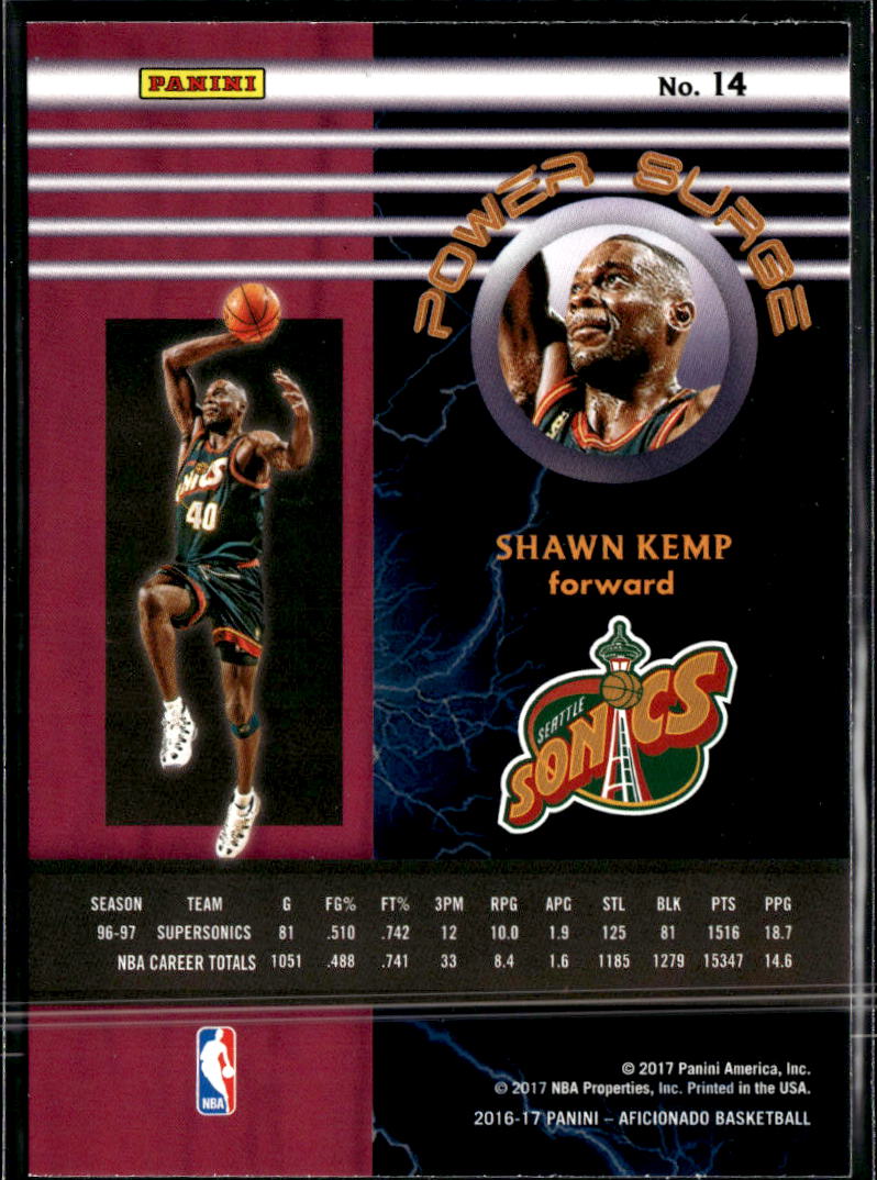 Shawn Kemp 2016-17 Panini Aficionado Power Surge Seattle SuperSonics