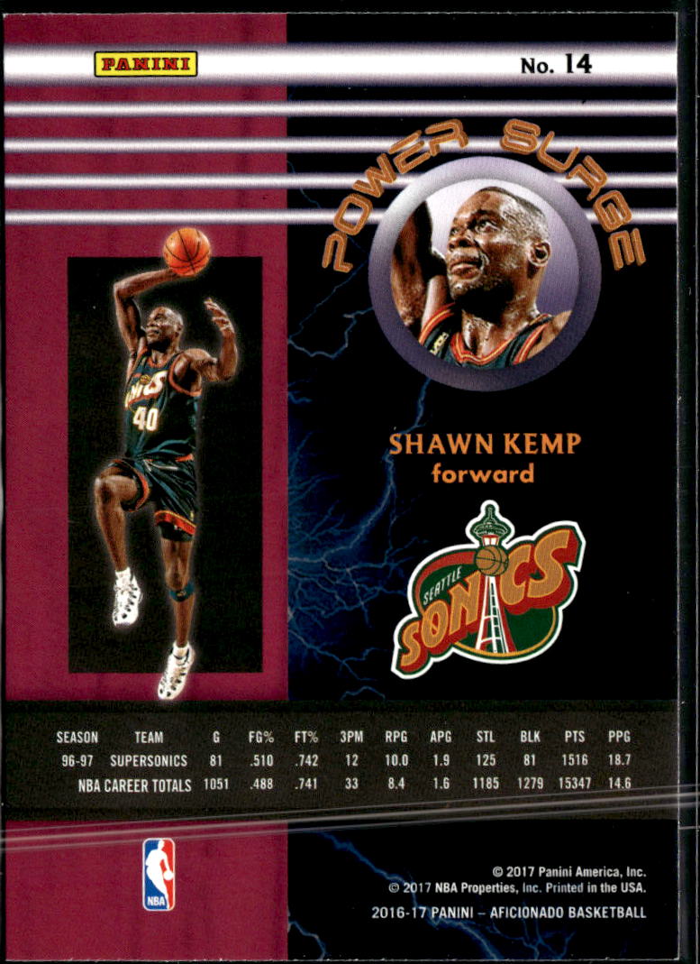 Shawn Kemp 2016-17 Panini Aficionado Power Surge Seattle SuperSonics