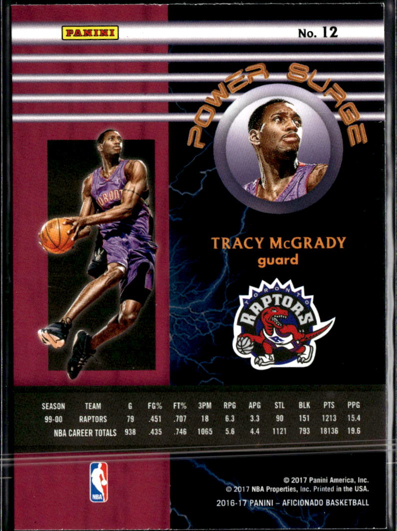 Tracy McGrady 2016-17 Panini Aficionado Power Surge Toronto Raptors