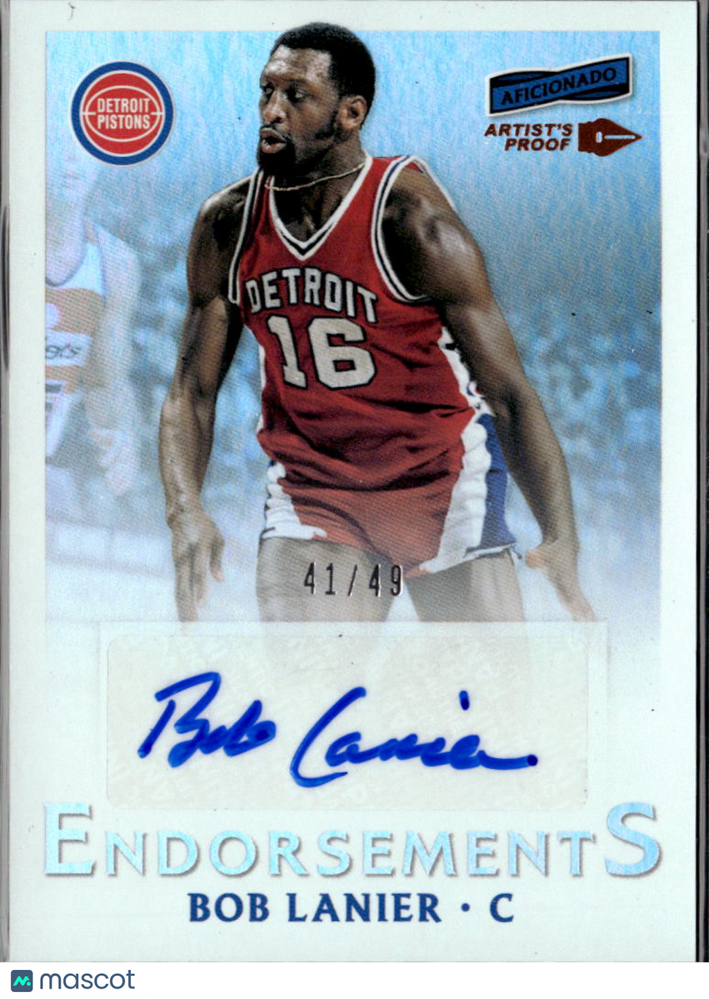 Bob Lanier 2016-17 Panini Aficionado Auto Autograph /49 Detroit Pistons
