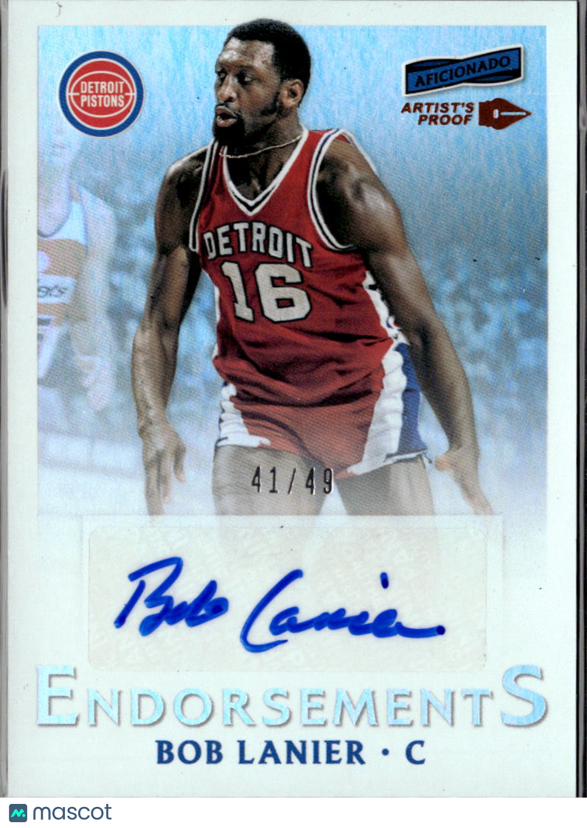 Bob Lanier 2016-17 Panini Aficionado Auto Autograph /49 Detroit Pistons