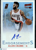 Allen Crabbe 2016-17 Aficionado Auto Autograph /49 Portland Trail Blazers