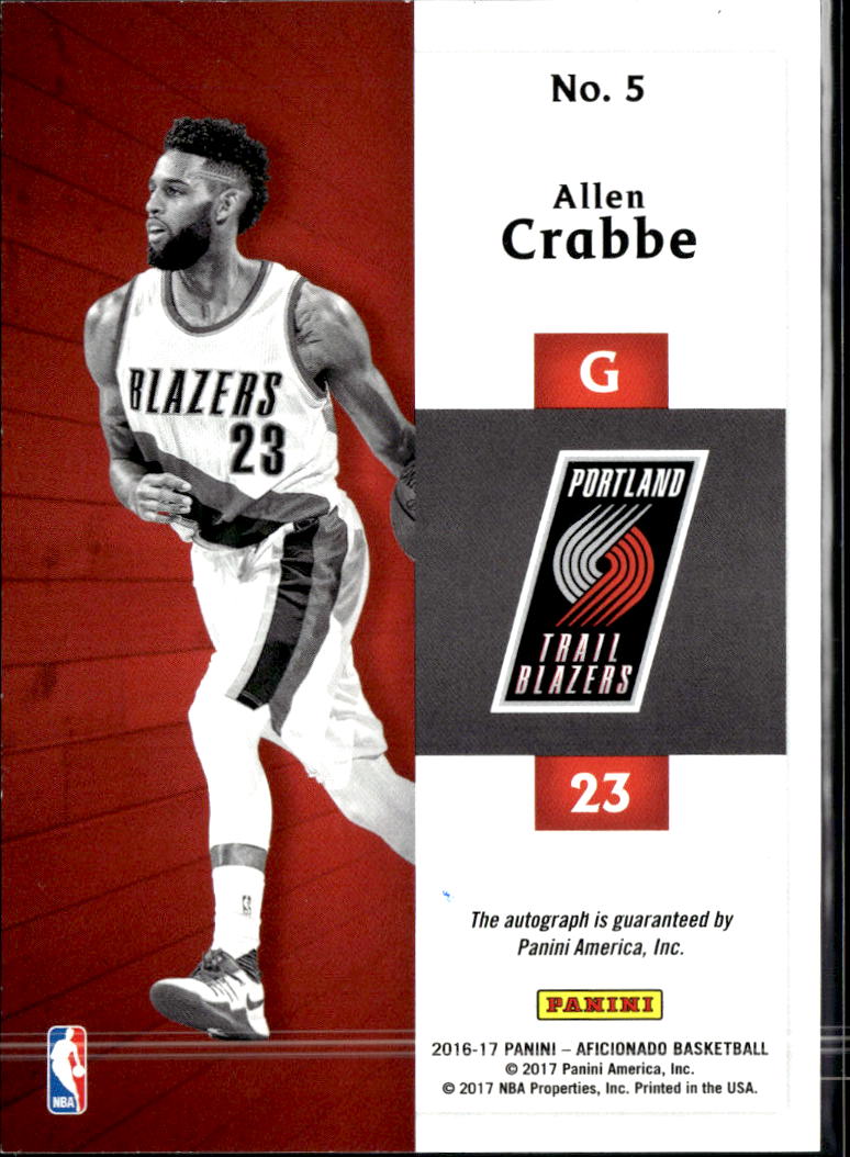 Allen Crabbe 2016-17 Aficionado Auto Autograph /199 Portland Trail Blazers