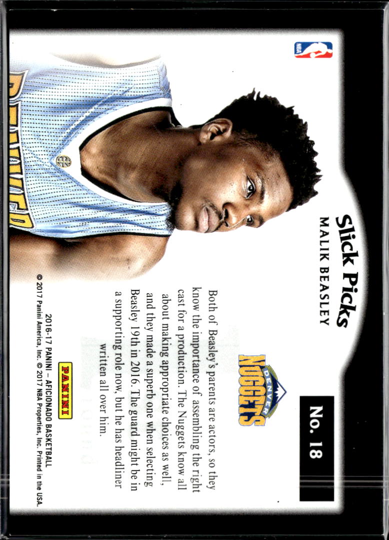 Malik Beasley 2016-17 Aficionado Slick Picks Artist's Proof /99 Denver Nuggets