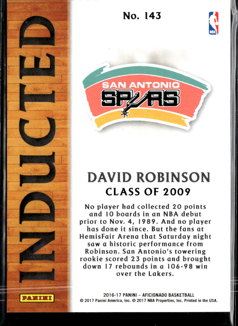 David Robinson 2016-17 Aficionado Inducted Artist's Proof San Antonio Spurs