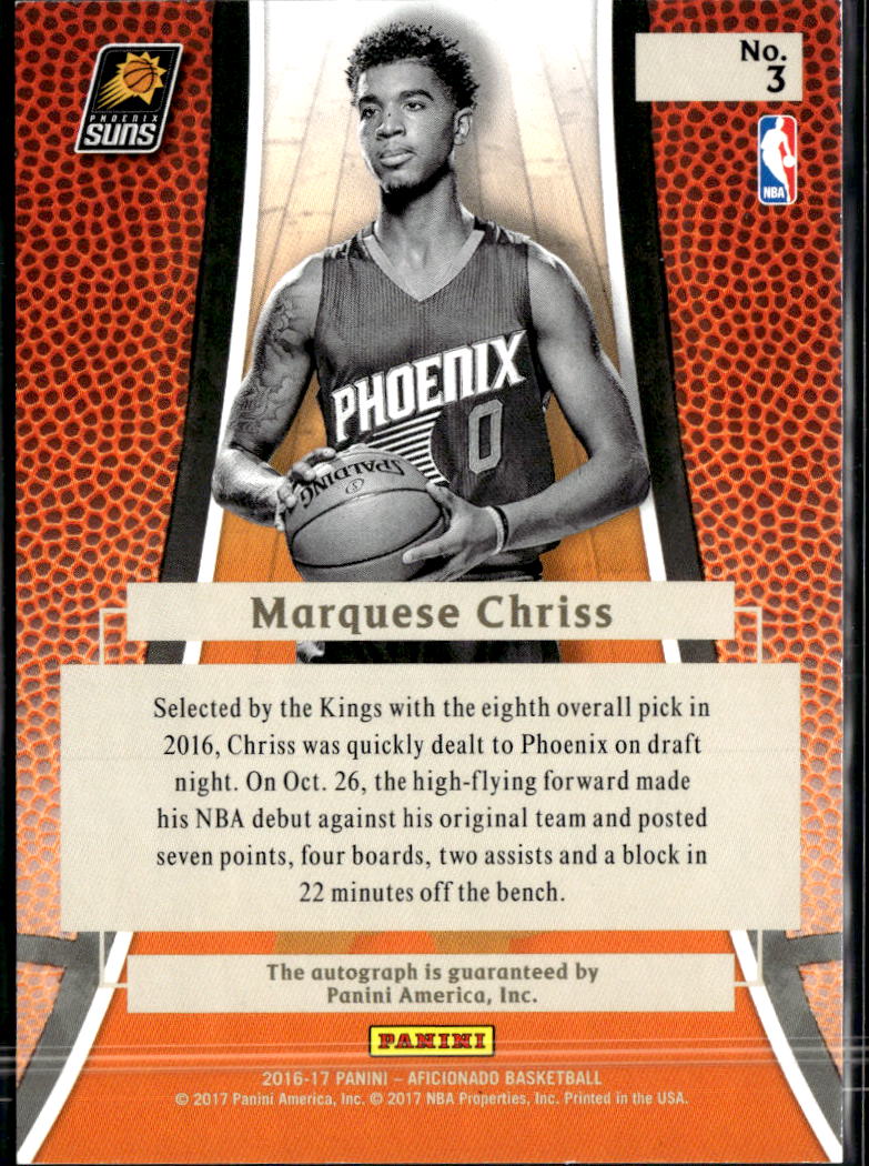 Marquese Chriss 2016-17 Panini Aficionado Auto Autograph /199 Phoenix Suns