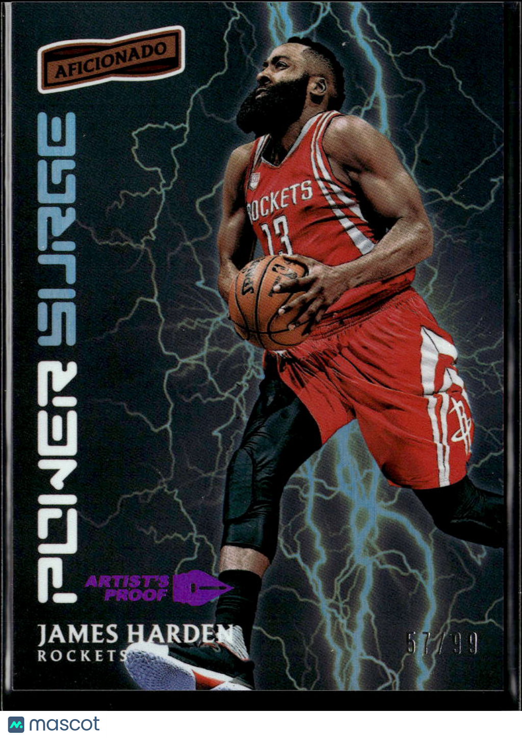 James Harden 2016-17 Panini Aficionado Power Surge Artist's Proof 57/99 Rockets