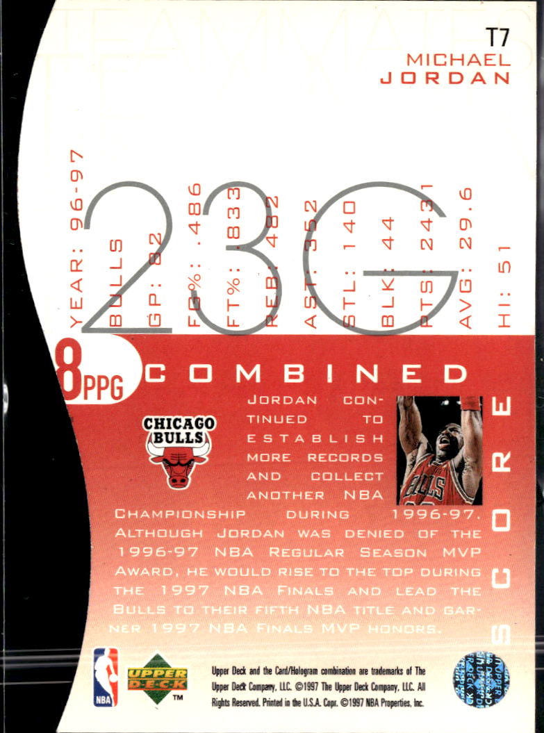 Michael Jordan 1997 Upper Deck Teammates #T7 Chicago Bulls