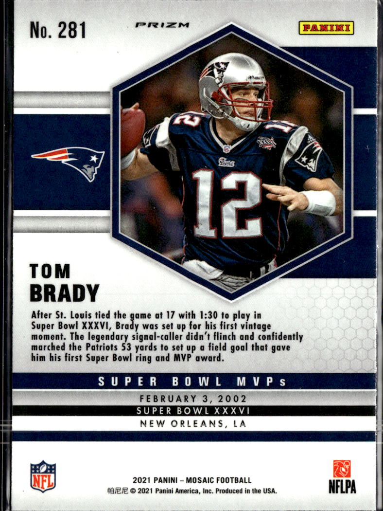 Tom Brady 2021 Mosaic Blue Reactive Prizm New England Patriots