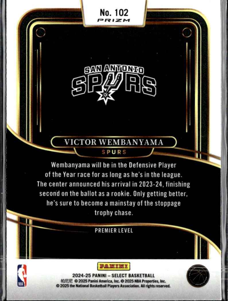 Victor Wembanyama 2024-25 Select Blue Ice San Antonio Spurs