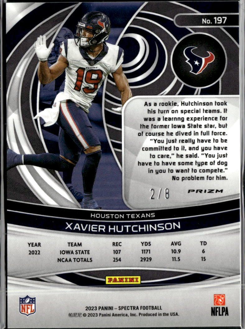 Xavier Hutchinson 2023 Spectra Rookie Lucky Envalopes RC 2/8 Houston Texans