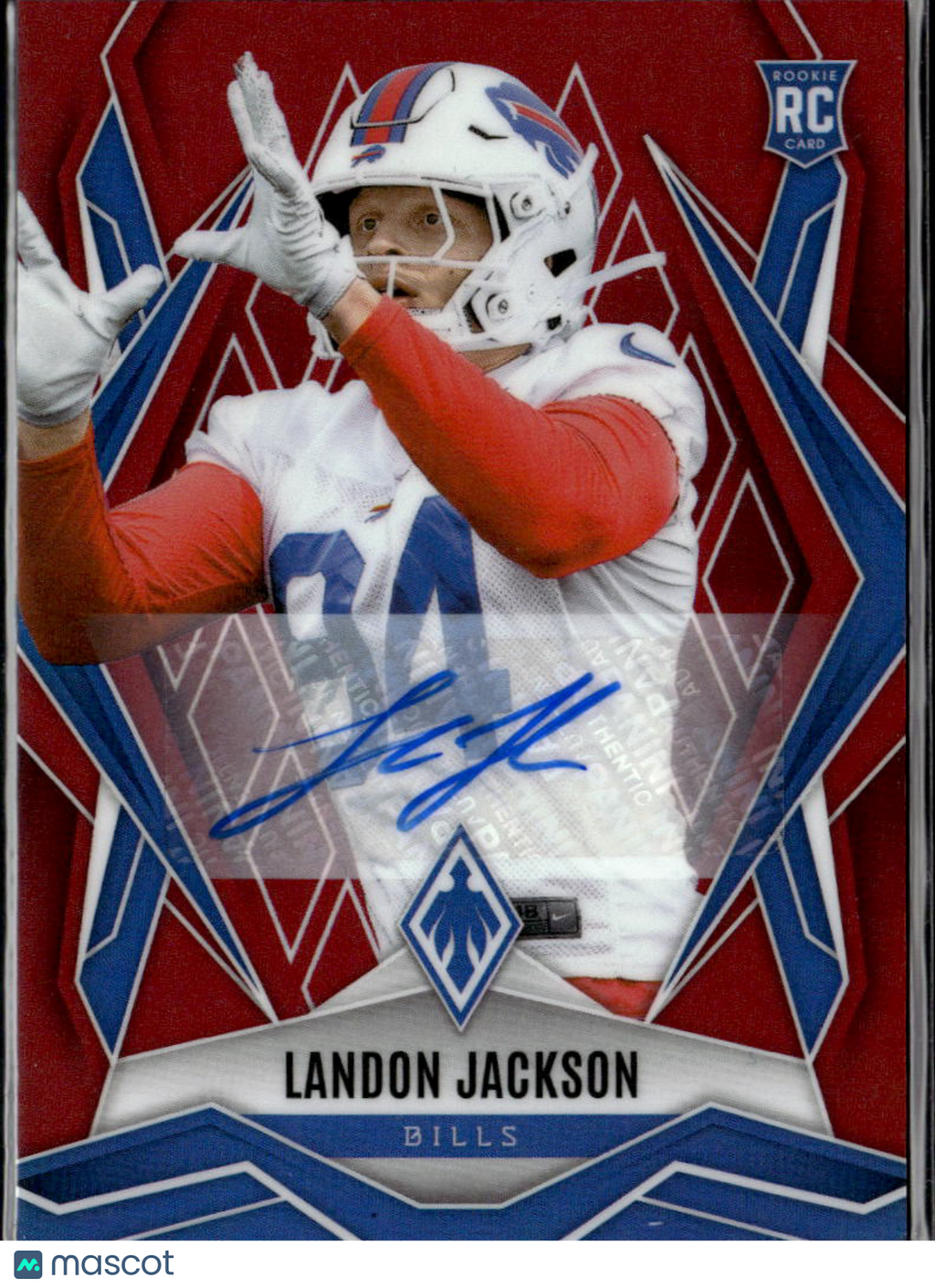 Landon Jackson 2025 Panini Phoenix Football RC Auto Red Buffalo Bills