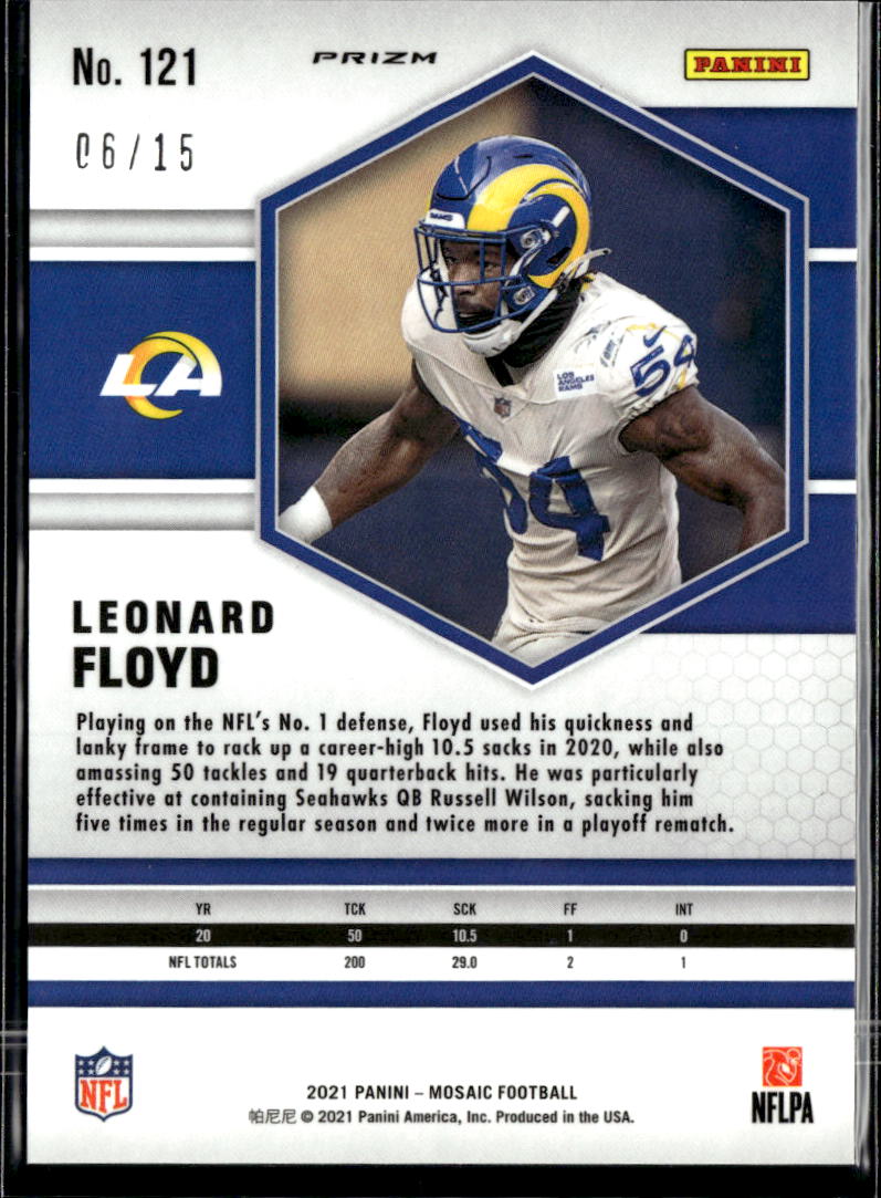 Leonard Floyd 2021 Mosaic Blue Fluorescent 6/15 Los Angeles Rams