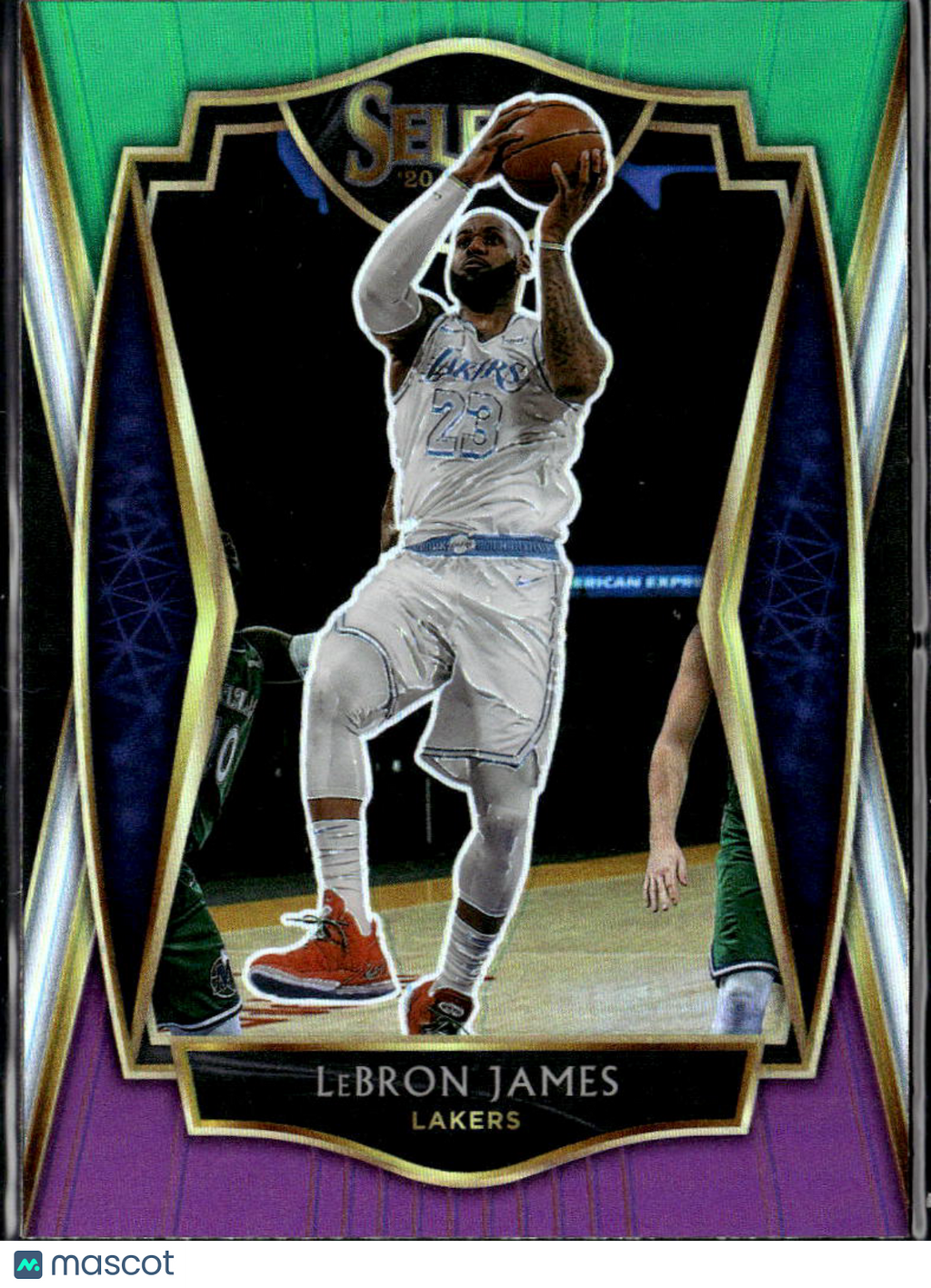 LeBron James 2020-21 Select Green Purple Prizm Los Angeles Lakers