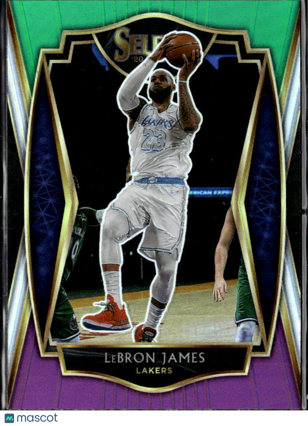 LeBron James 2020-21 Select Green Purple Prizm Los Angeles Lakers