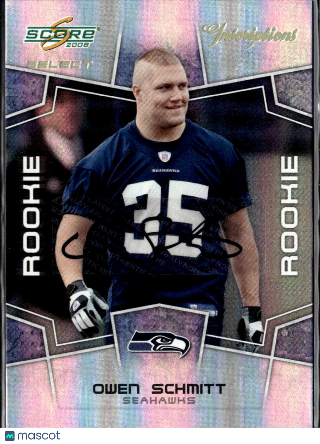 Owen Schmitt 2008 Score Select Auto Autograph RC /750 Seattle Seahawks