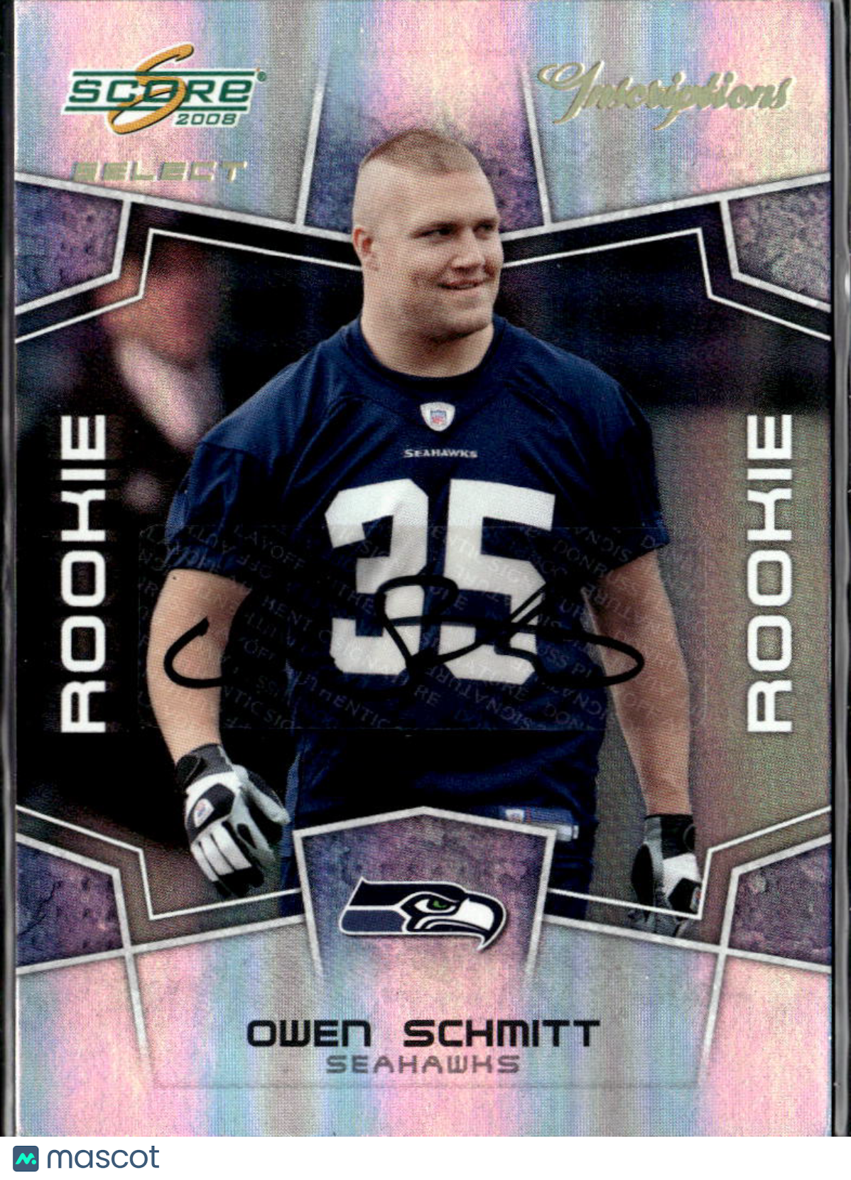 Owen Schmitt 2008 Score Select Auto Autograph RC /750 Seattle Seahawks