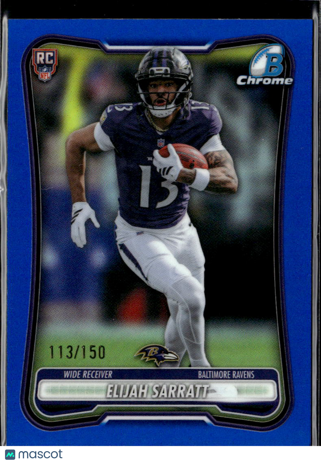Elijah Sarratt 2026 Bowman Chrome Blue Rookie RC 113/150 Baltimore Ravens