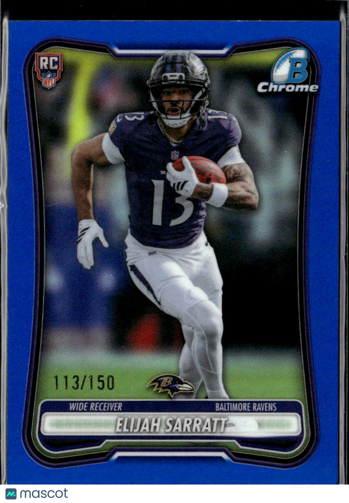 Elijah Sarratt 2026 Bowman Chrome Blue Rookie RC 113/150 Baltimore Ravens