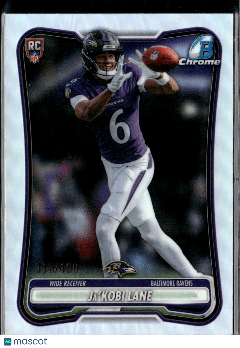 Ja'Kobi Lane 2026 Bowman Chrome RC Refractor /499 Baltimore Ravens