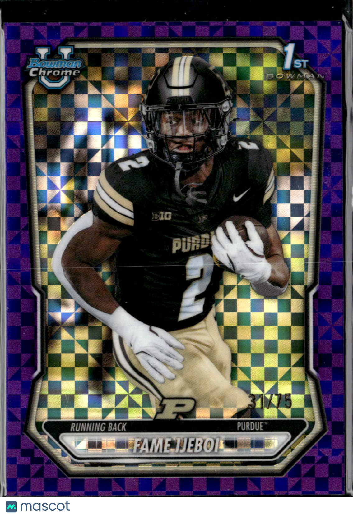 Fame Ijeboi 2026 Bowman Chrome 1st Purple 31/75 Purdue Boilermakers