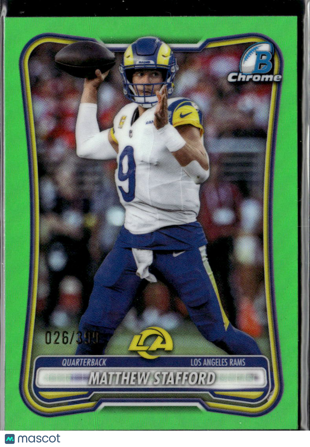 Matthew Stafford 2026 Bowman Chrome Lime Green /399 Los Angeles Rams