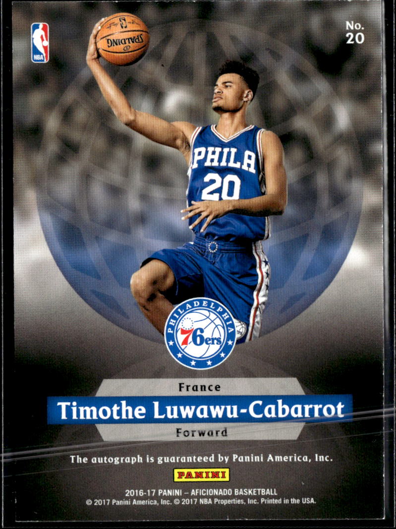 Timothé Luwawu-Cabarrot 2017 Aficionado Auto Autograph Ink /249 76ers