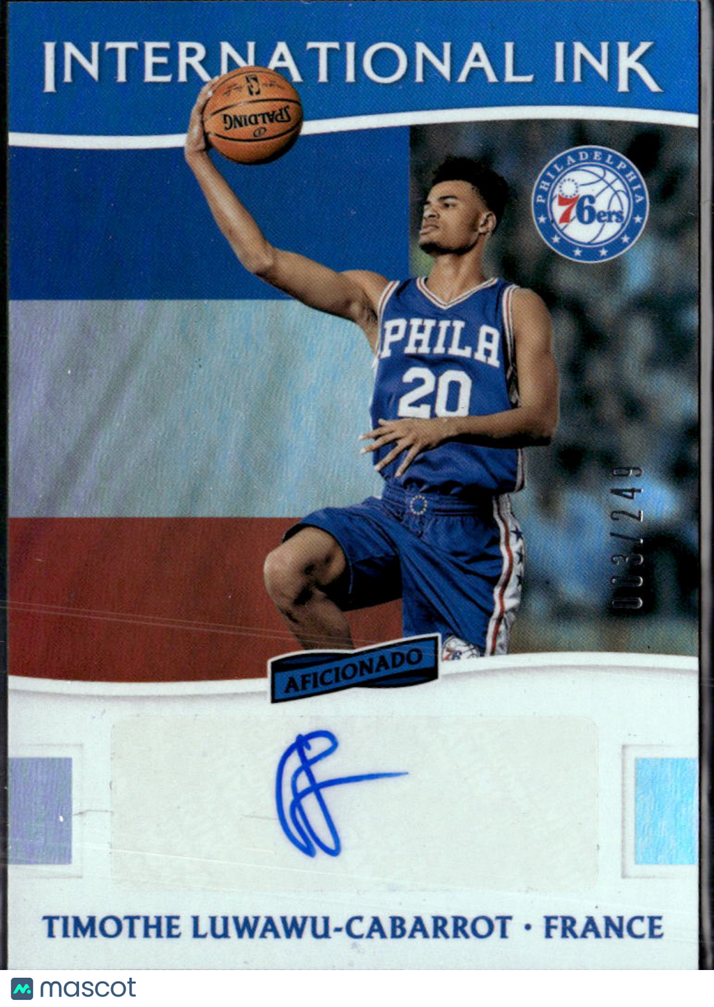 Timothé Luwawu-Cabarrot 2017 Aficionado Auto Autograph Ink /249 76ers
