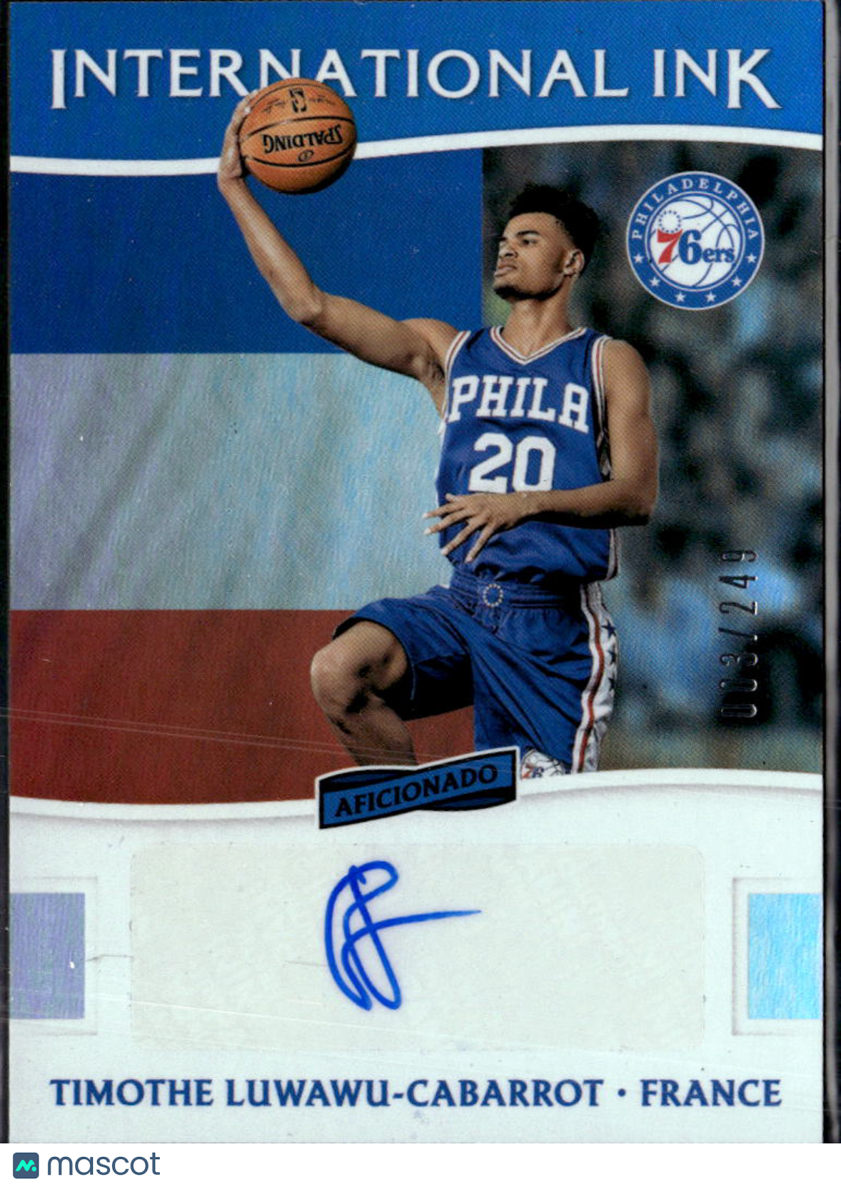 Timothé Luwawu-Cabarrot 2017 Aficionado Auto Autograph Ink /249 76ers