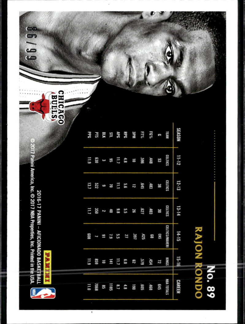 Rajon Rondo 2016-17 Panini Aficionado Purple /99 Chicago Bulls