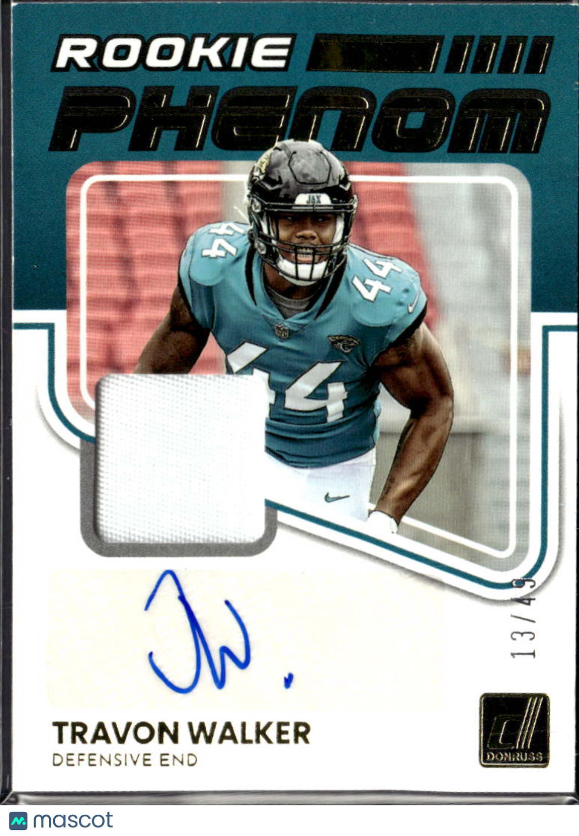 Travon Walker 2022 Donruss Auto Autograph Patch RC /49 Jacksonville Jaguars