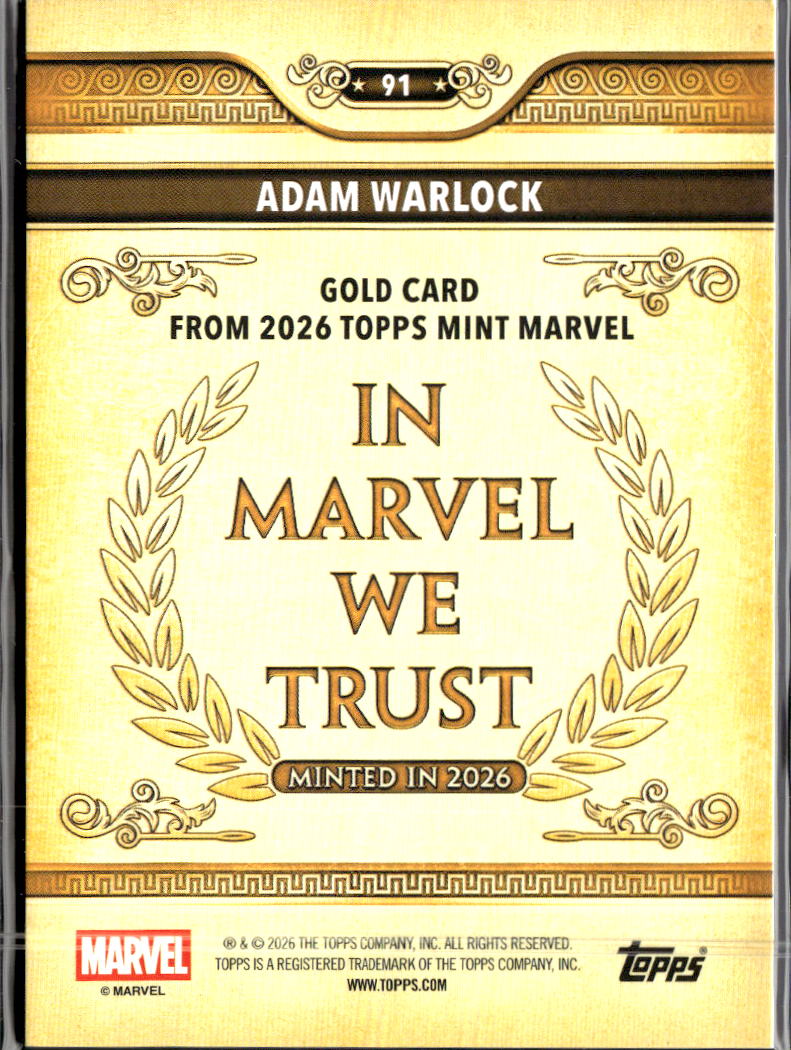 Adam Warlock 2026 Topps Mint Marvel GOLD #91