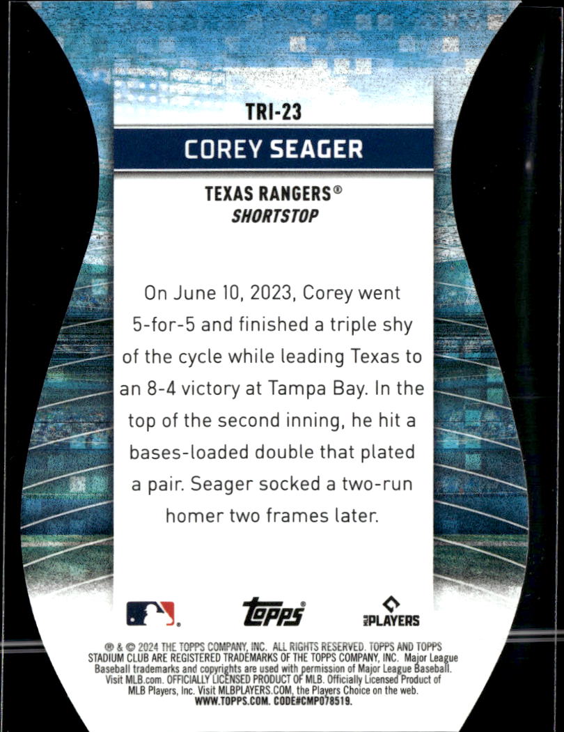 Corey Seager 2024 Topps Stadium Club Triumvirates Texas Rangers